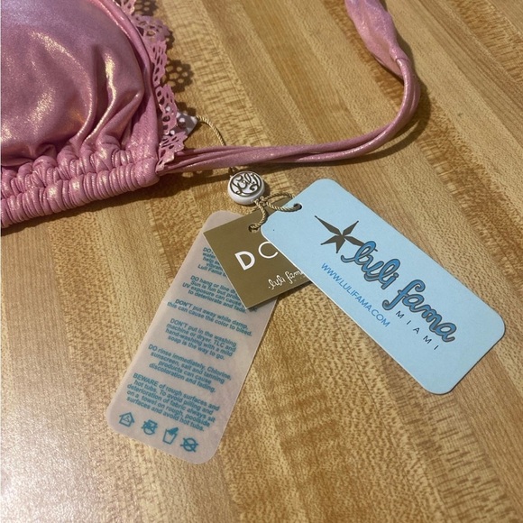 LULI FAMA Noches De Sevilla Triangle Bikini Top Rose Champagne NWT D Cup - Picture 5 of 6